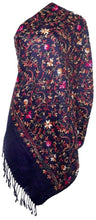 Load image into Gallery viewer, Scarf Shack Women’s Pakistani Aari Work Embroidered Shawl – Floral Jaal Design, Pashmina Feel Lightweight Warm Scarf Wrap Stole Head Scarves