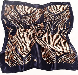 Scarf Shack Women’s Silk Feel Square Hair Neck Scarf Sleeping Headscarf, Striped Leopard Animal Print Fashion Bandana
