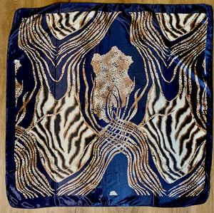Scarf Shack Women’s Silk Feel Square Hair Neck Scarf Sleeping Headscarf, Striped Leopard Animal Print Fashion Bandana