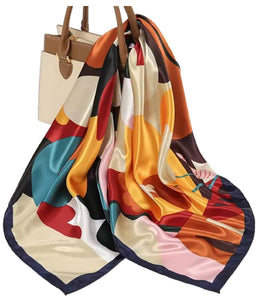 Scarf Shack Women’s Silk Feel Square Hair Neck Scarf Sleeping Headscarf, Multicolour Egg Flowers Print Fashion Bandana