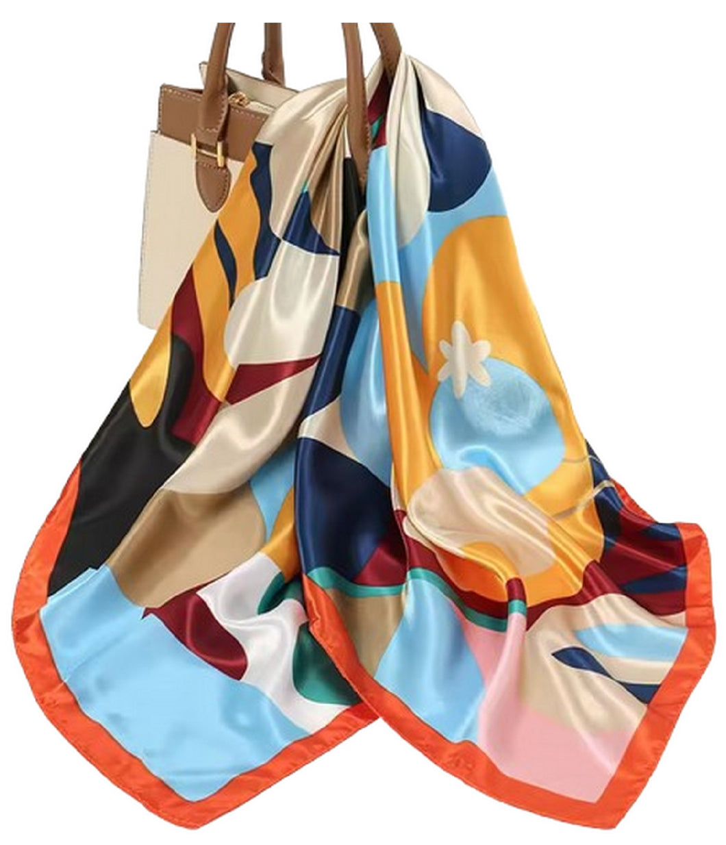 Scarf Shack Women’s Silk Feel Square Hair Neck Scarf Sleeping Headscarf, Multicolour Egg Flowers Print Fashion Bandana