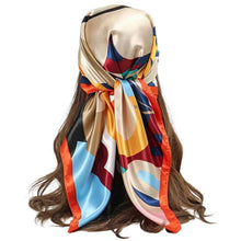 Load image into Gallery viewer, Scarf Shack Women’s Silk Feel Square Hair Neck Scarf Sleeping Headscarf, Multicolour Egg Flowers Print Fashion Bandana