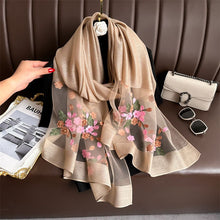 Load image into Gallery viewer, Luxury Scarf Wrapped in Floral Embroidery Long Soft Gauze Headscarf Shawl