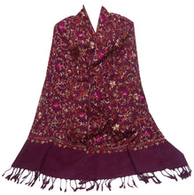 Load image into Gallery viewer, Scarf Shack Women’s Pakistani Aari Work Embroidered Shawl – Floral Jaal Design, Pashmina Feel Lightweight Warm Scarf Wrap Stole Head Scarves