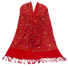 Load image into Gallery viewer, Scarf Shack Women’s Pakistani Aari Work Embroidered Shawl – Floral Jaal Design, Pashmina Feel Lightweight Warm Scarf Wrap Stole Head Scarves