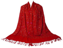 Load image into Gallery viewer, Scarf Shack Women’s Pakistani Aari Work Embroidered Shawl – Floral Jaal Design, Pashmina Feel Lightweight Warm Scarf Wrap Stole Head Scarves