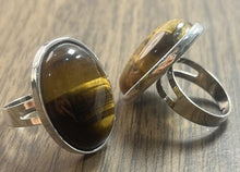 Load image into Gallery viewer, Unisex Natural Gemstone Adjustable Rings Silver Plated Jewelry