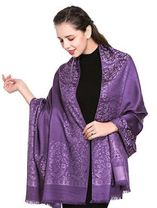 Scarf Shack Women's Two Sided Floral Print Pashmina Style Self Embossed Cashmere Feel Scarf Wrap Stole Shawl Head Scarves