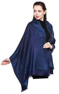 Scarf Shack Women's Two Sided Floral Print Pashmina Style Self Embossed Cashmere Feel Scarf Wrap Stole Shawl Head Scarves