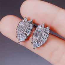 Load image into Gallery viewer, Women’s Plant Leaves Shaped Stud Earrings Cubic Zirconia Crystal Wedding Party, Girl's Fashion Jewelry