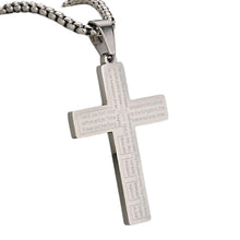 Load image into Gallery viewer, Unisex Stainless Steel Bible Verse Cross Necklace for Inspiring Lord's Prayer Cross Pendant Jewelry Gift