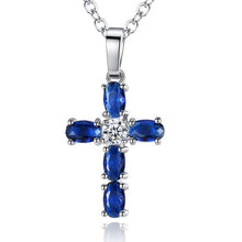 Load image into Gallery viewer, Women&#39;s Stainless Steel Cross Pendant Cubic Zirconia Necklaces Jewelry Rope Chain