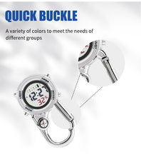 Load image into Gallery viewer, Silver Clip on Carabiner Digital FOB Watch with Compass and LED Face for Doctors Nurses Paramedics Chefs