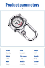 Load image into Gallery viewer, Silver Clip on Carabiner Digital FOB Watch with Compass and LED Face for Doctors Nurses Paramedics Chefs