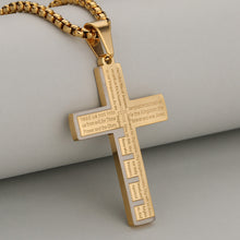 Load image into Gallery viewer, Unisex Stainless Steel Bible Verse Cross Necklace for Inspiring Lord's Prayer Cross Pendant Jewelry Gift