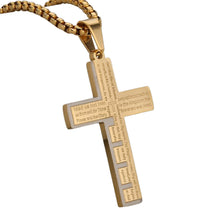Load image into Gallery viewer, Unisex Stainless Steel Bible Verse Cross Necklace for Inspiring Lord's Prayer Cross Pendant Jewelry Gift