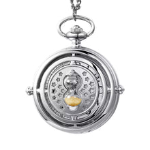 Load image into Gallery viewer, Hourglass Design Pocket Watch Hollow Retro Flip Quartz Pendant Watch With Sand Timer for Men and Women Gift