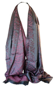 Scarf Shack Women's Two Sided Floral Print Pashmina Style Self Embossed Cashmere Feel Scarf Wrap Stole Shawl Head Scarves