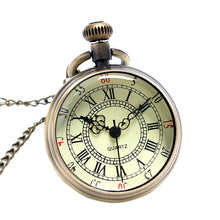 Load image into Gallery viewer, Roman Number Pocket Watch Antique Numerals Chain Necklace Christmas Gift Quartz Pendant Watches Small Size