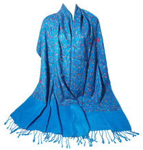 Load image into Gallery viewer, Scarf Shack Women’s Pakistani Aari Work Embroidered Shawl – Floral Jaal Design, Pashmina Feel Lightweight Warm Scarf Wrap Stole Head Scarves
