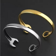 Load image into Gallery viewer, Men Mirror Polished Wrench Shaped Bracelet Stainless Steel Cuff Biker Bangles, Fashion Jewellery