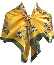 Load image into Gallery viewer, Self Embossed Floral Print Silk Satin Square Bandana Neck Scarf / Head Scarves / Neckerchief / Hair Tie