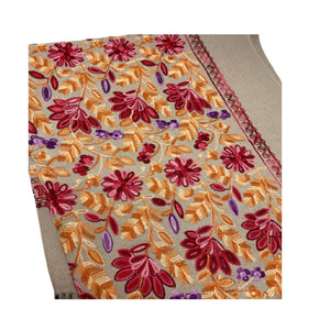 Cashmere Feel Fully Embroidered Handmade Winter Wool Mix Shawl | Pashmina Style | Large Warm Wrap for Women | Thick Scarf