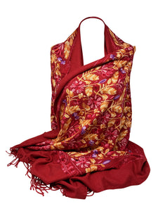 Cashmere Feel Fully Embroidered Handmade Winter Wool Mix Shawl | Pashmina Style | Large Warm Wrap for Women | Thick Scarf