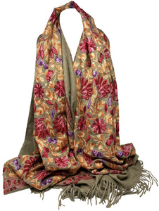 Cashmere Feel Fully Embroidered Handmade Winter Wool Mix Shawl | Pashmina Style | Large Warm Wrap for Women | Thick Scarf