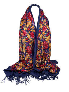 Cashmere Feel Fully Embroidered Handmade Winter Wool Mix Shawl | Pashmina Style | Large Warm Wrap for Women | Thick Scarf
