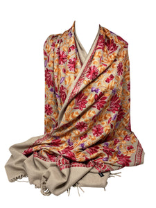 Cashmere Feel Fully Embroidered Handmade Winter Wool Mix Shawl | Pashmina Style | Large Warm Wrap for Women | Thick Scarf