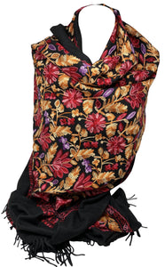 Cashmere Feel Fully Embroidered Handmade Winter Wool Mix Shawl | Pashmina Style | Large Warm Wrap for Women | Thick Scarf