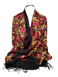 Cashmere Feel Fully Embroidered Handmade Winter Wool Mix Shawl | Pashmina Style | Large Warm Wrap for Women | Thick Scarf