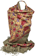 Load image into Gallery viewer, Cashmere Feel Fully Embroidered Handmade Winter Wool Mix Shawl | Pashmina Style | Large Warm Wrap for Women | Thick Scarf