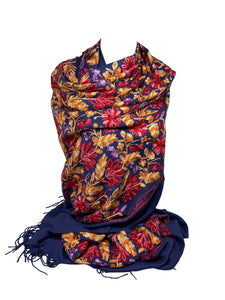 Cashmere Feel Fully Embroidered Handmade Winter Wool Mix Shawl | Pashmina Style | Large Warm Wrap for Women | Thick Scarf