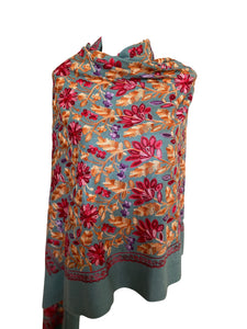 Cashmere Feel Fully Embroidered Handmade Winter Wool Mix Shawl | Pashmina Style | Large Warm Wrap for Women | Thick Scarf