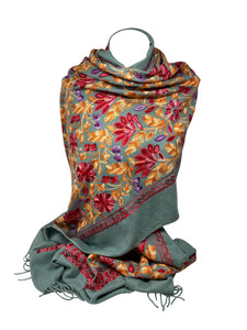 Cashmere Feel Fully Embroidered Handmade Winter Wool Mix Shawl | Pashmina Style | Large Warm Wrap for Women | Thick Scarf