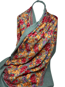 Cashmere Feel Fully Embroidered Handmade Winter Wool Mix Shawl | Pashmina Style | Large Warm Wrap for Women | Thick Scarf