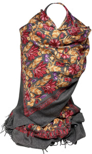Cashmere Feel Fully Embroidered Handmade Winter Wool Mix Shawl | Pashmina Style | Large Warm Wrap for Women | Thick Scarf