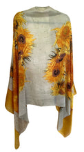 Load image into Gallery viewer, Large Silk Women Scarf, Sunflower Print Summer Silky Feel Head Wrap Shawl, Light Weight Fashion Neck Scarves for Ladies