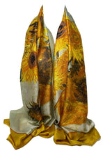 Load image into Gallery viewer, Large Silk Women Scarf, Sunflower Print Summer Silky Feel Head Wrap Shawl, Light Weight Fashion Neck Scarves for Ladies