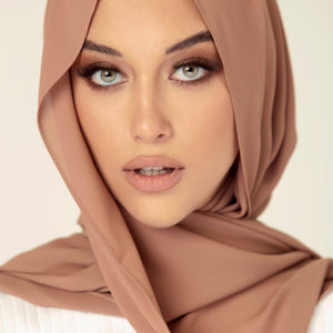 Women's Scarf Hijab Chiffon Georgette Handmade Soft Premium Quality Sarong Shawl Maxi Plain Wrap Solid Colours Made in Dubai